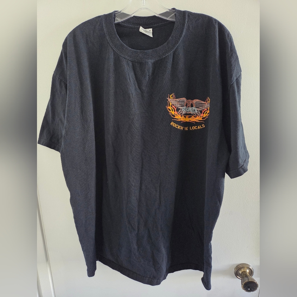 Vintage  Aerosmith Crew Tour T Shirt Rockin' the Locals Size 2XL